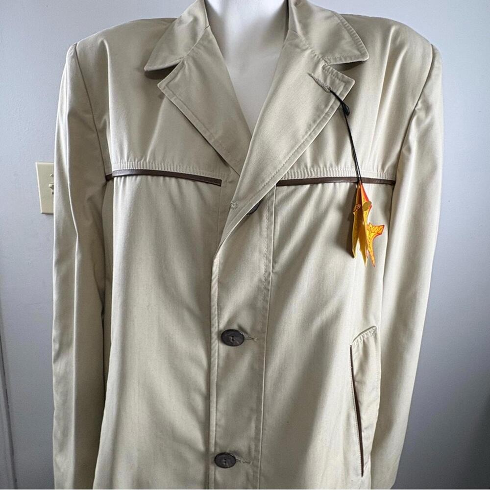 Vintage Tan Trench Coat Mens Suit Size 40 Beautiful Lining Grandpa
